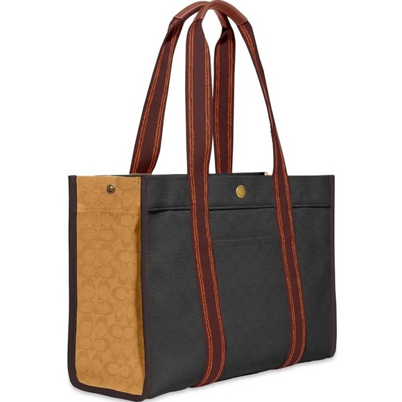 NEW COACH Spin Tote 42 Signature Jacquard in Black/Red - Picture 9 of 14